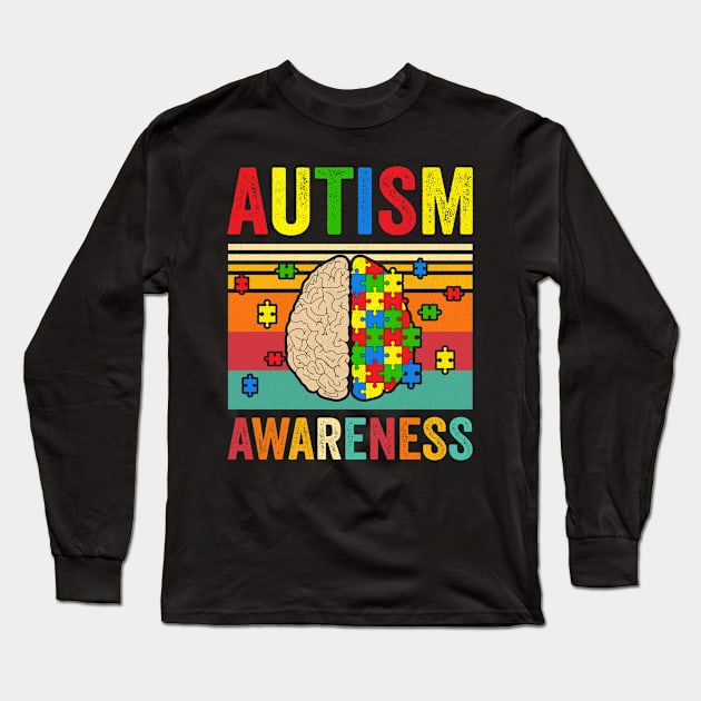 Autism Awareness Neurodiversity Brain Long Sleeve T-Shirt by Petra and Imata
